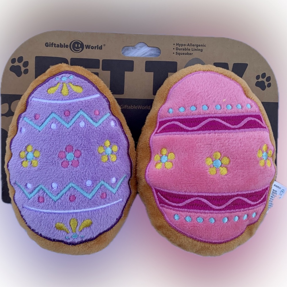 NWT Pet Toy Easter Egg Cookies 5” Squeaky Dog Cat Hypo-Allergenic Easter Basket